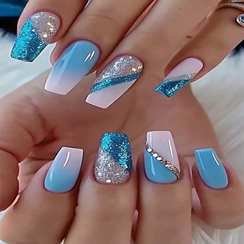 Ocean Sparkle Nails