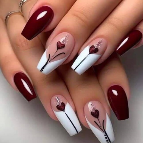 Crimson Love Elegance Nails