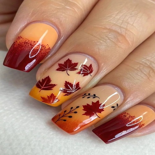Autumn Maple Glow Nails