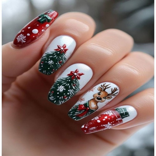 Festive Reindeer Wonderland Nails