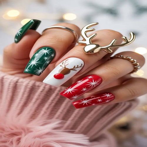 Rudolph's Winter Wonderland Nails
