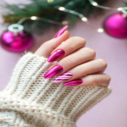 Pink Chrome Candy Cane Delight