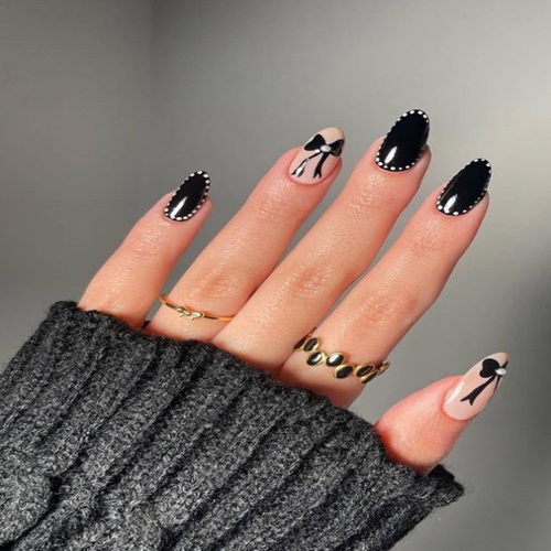 Black Coquette Bow Nails