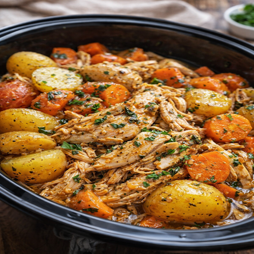 Crock Pot Garlic Butter Chicken with Potatoes & Carrots