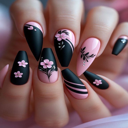 Soft pink and deep black