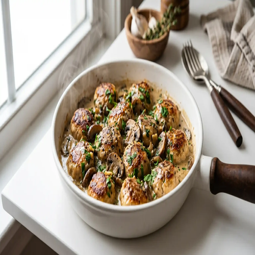 Creamy Mushroom Chicken Meatballs