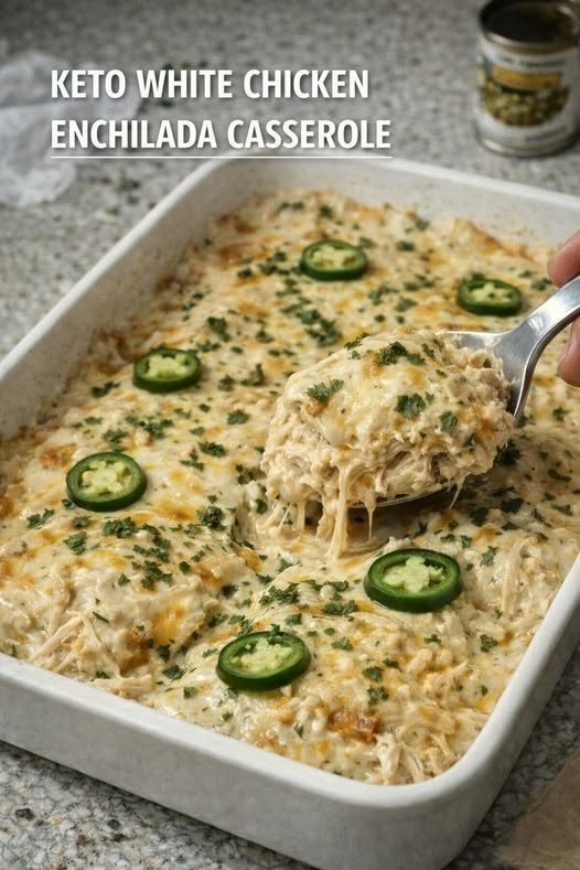 Keto White Chicken Enchilada Casserole