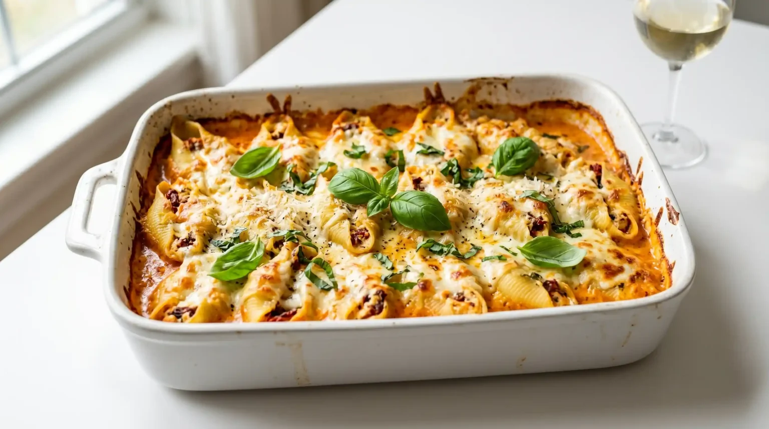 Ricotta Stuffed Shells With Creamy Sun-Dried Tomato Sauce