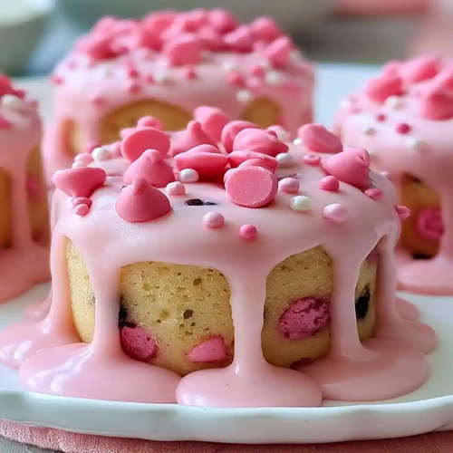 Pink Cookie Dough Mini Cakes: Bite-Sized Bakery Fun